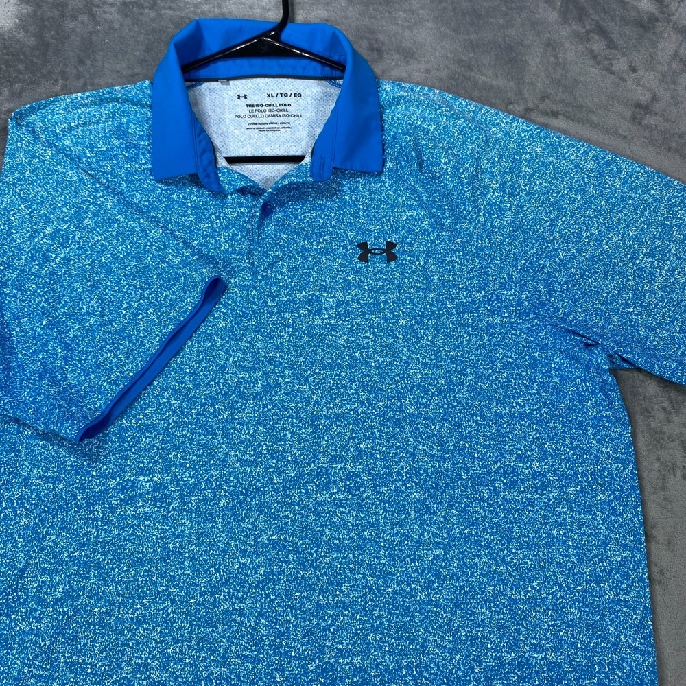 Under Armour Iso Chill Polo Shirt Mens XL Extra Large Blue Short Sleeve Golf
